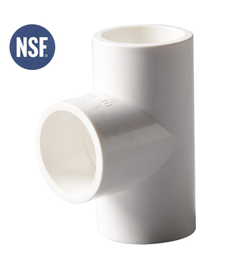 Rainbow Dream 1-1/2 Inch PVC Tee Pipe Fitting Adapter (Socket x Socket x Socket) - 6 Pack, White - Image 2