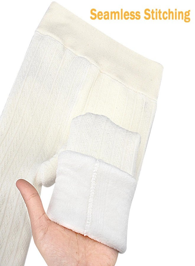 Looching Toddler Baby Girls Winter Fleece Lined Leggings Knit Thick Warm Full Length Tights Basic Velvet Pants for 1-6 Years Kids - Image 3