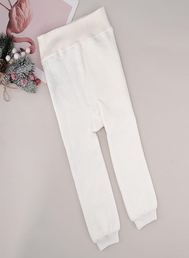 Looching Toddler Baby Girls Winter Fleece Lined Leggings Knit Thick Warm Full Length Tights Basic Velvet Pants for 1-6 Years Kids - Image 4