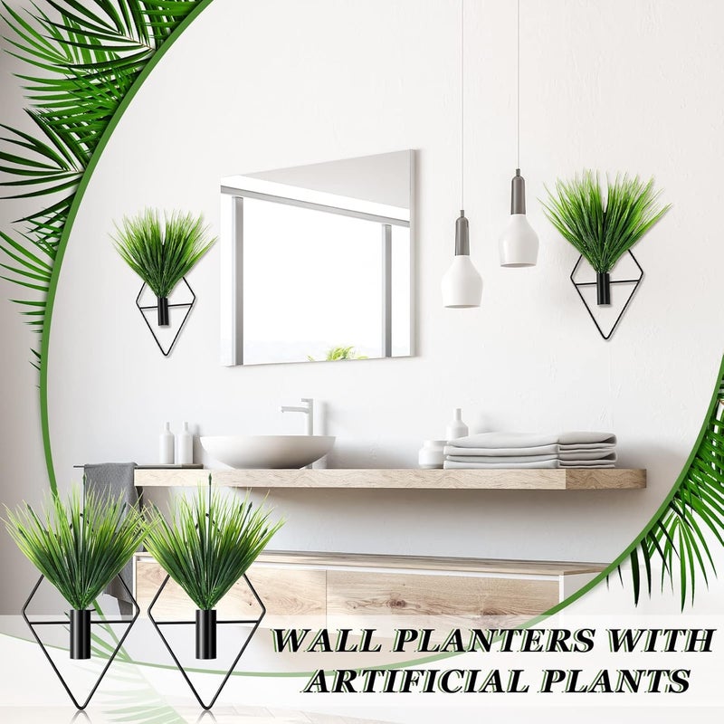 Canlierr 4 Pcs Wall Decor Hanging Planters with Artificial Plants Metal Hanging Vase Indoor Plants Holder Modern Boho Wall Art for Bathroom Bedroom Living Room DecorBlackAquatic Plant - Image 5