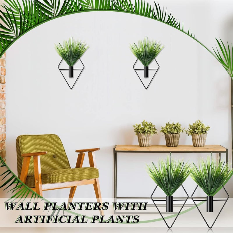 Canlierr 4 Pcs Wall Decor Hanging Planters with Artificial Plants Metal Hanging Vase Indoor Plants Holder Modern Boho Wall Art for Bathroom Bedroom Living Room DecorBlackAquatic Plant - Image 4