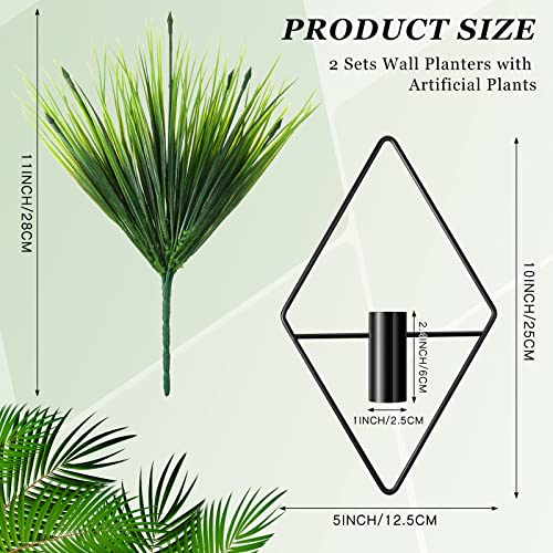 Canlierr 4 Pcs Wall Decor Hanging Planters with Artificial Plants Metal Hanging Vase Indoor Plants Holder Modern Boho Wall Art for Bathroom Bedroom Living Room DecorBlackAquatic Plant - Image 3