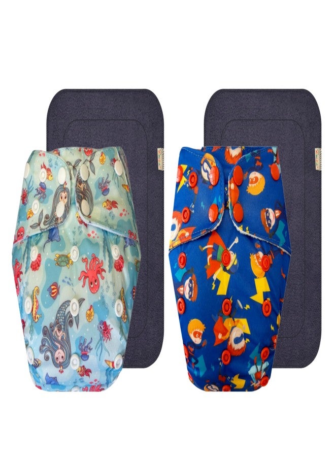 Dumbledo Premium Cloth Diaper with Gray Insert (Pack of 2) | Soft & Gentle | Reusable & Washable | Adjustable Snaps | Ideal for Toddlers | 3 Months - 3 Years | Unisex Baby - Image 1