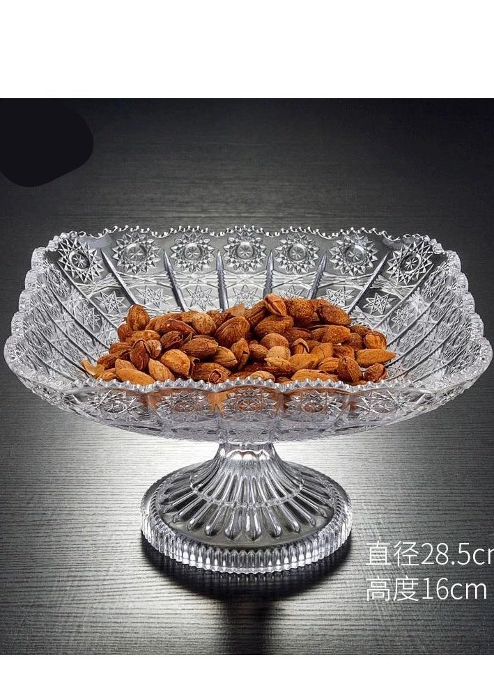 Living A multi-use glass serving dish with a base for sweets and fruits, size 28*28*18 