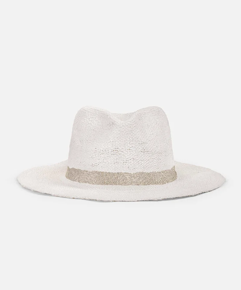 Stripe Printed Straw Effect Hat