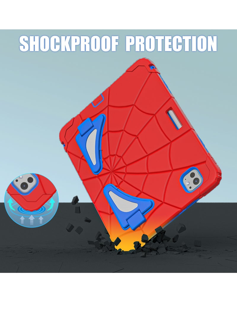 Spider Style Case Compatible for iPad Pro 11 inch 2024 Shockproof Protective Cover with Pencil Holder Shoulder Strap Kickstand for Kids Children - Image 3