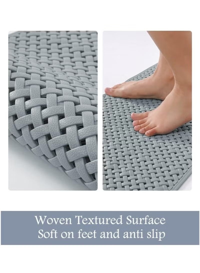KIIUMI Bathtub Mat Non Slip with Suction Cups and Drain Holes, Soft Machine Washable Shower Mat Anti Slip Bath Mat for Tub for Kids (36x69cm Gray) - Image 5