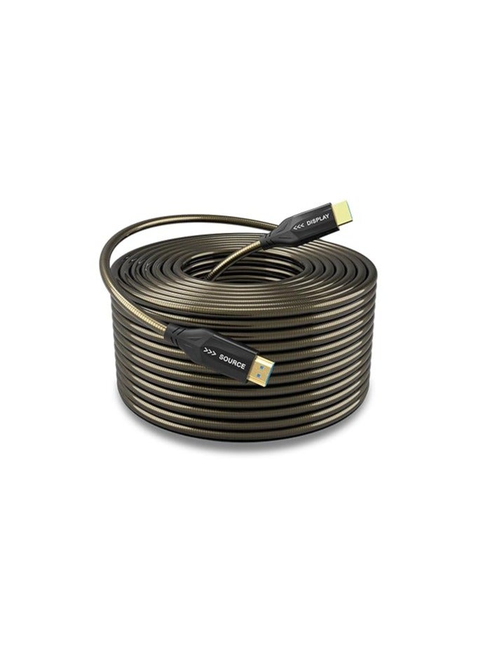 كابل HDMI من الألياف البصرية بدقة 8K – بطول 50.5 متر (166 قدم)، عالي السرعة – يدعم 8K عند 60 هرتز، و4K عند 120 هرتز، HDR ديناميكي، eARC – طبقة خارجية شفافة