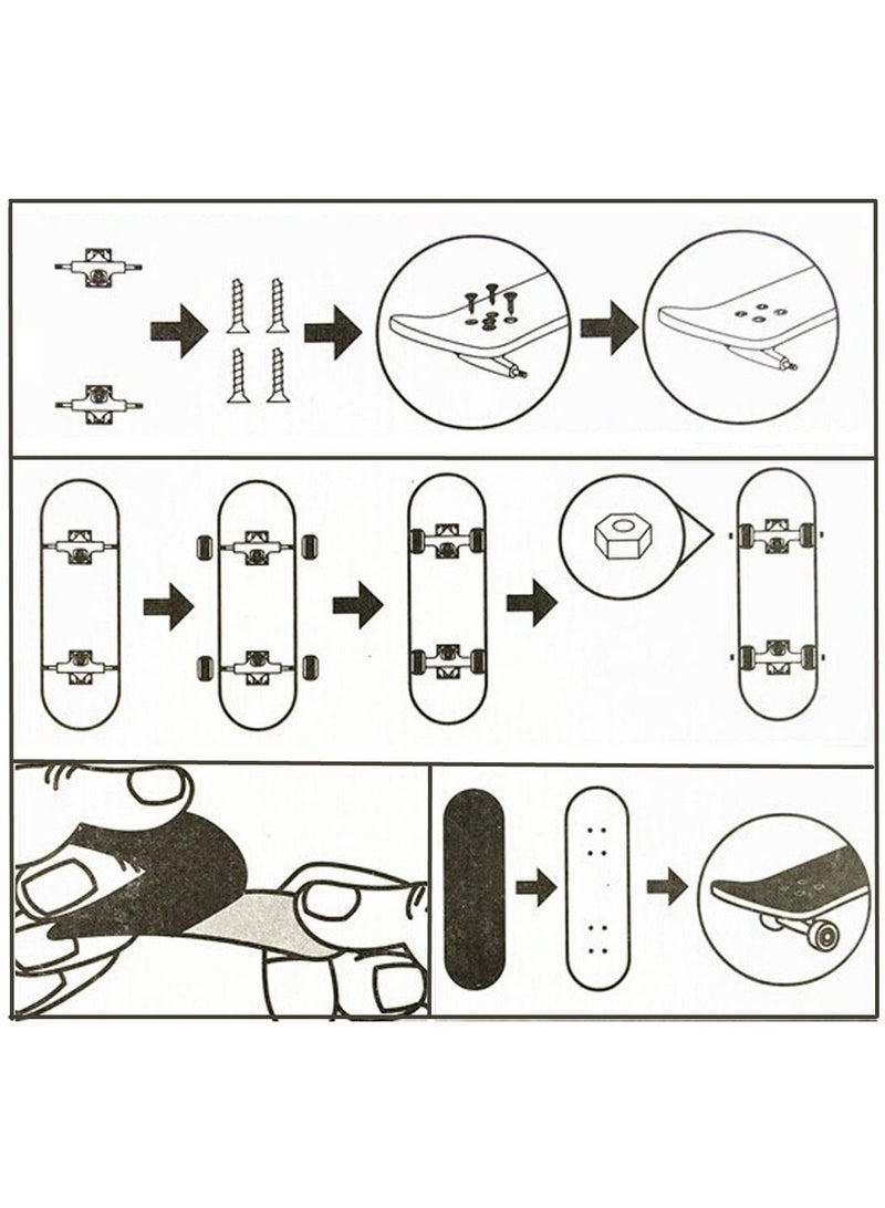 Excefore لوح تزلج إصبع، لوح تزلج مصغر مصنوع من سبائك المعادن مع أدوات تزلج محترفة وسادة مانعة للانزلاق من بولي يوريثان، هدايا ضغط للأطفال والمراهقين والبالغين (أسود) - Image 5