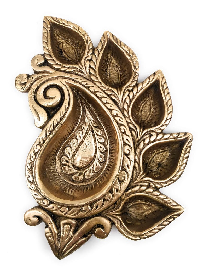 Bhunes Brass Lamps Diya Deepa Lamps Poja Lamps Hanging Lamps Brass Lamps DeepamGold 1 Inch 1 Piece - Image 1