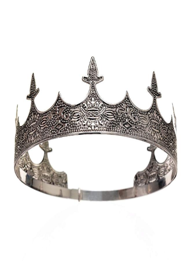SWEETV SWEETV Antique Silver King Crown for Men - Men's Crown for Prom Party Decorations, Royal Medieval Men Tiara Crown Costume Accessories - Image 1