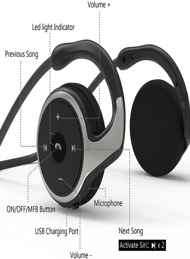itayak Behind The Head Headphones, Bluetooth 5.0 Neckband Around Head Headphones Lightweight Small Foldable Wireless Sports Sweatproof Headset with Microphone, TF Card Slot & Carrying Case (Black) - Image 2