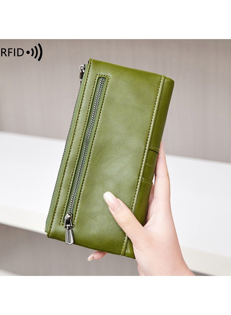 محفظة نسائية أنيقة مصنوعة يدويًا من جلد البولي يوريثان الإيطالي المقاوم لتقنية RFID محفظة نسائية ثلاثية الطي  - Image 2