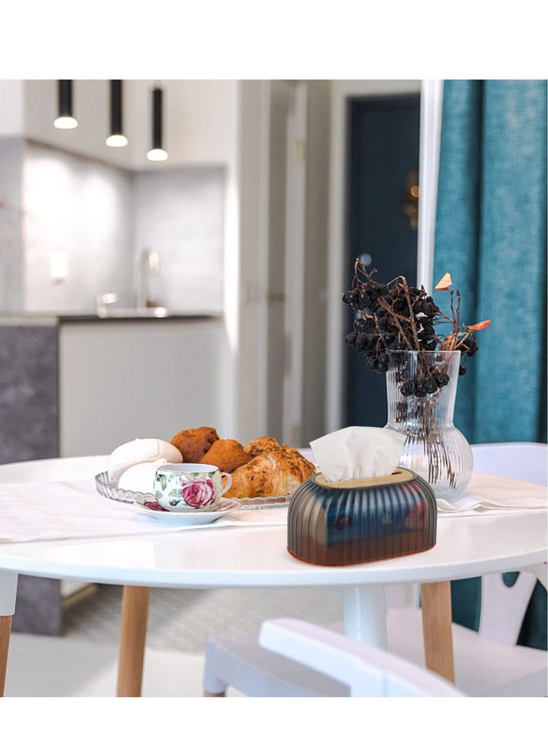 KASTWAVE Modern Stripes Tissue Holder Sleek Rectangle Tissue Box Cover for Bathroom Night Stands and Office Desk Fits Most Standard and Facial Tissues Durable PET Material - Image 2