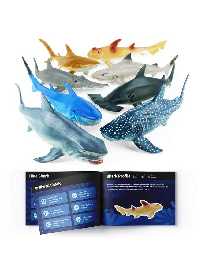 BOLEY Shark Toys 8 Pack 10" Long Soft Plastic Realistic Shark Toy Set Toddler Sensory Toys And Birthday Party Favors For Kids - Image 1