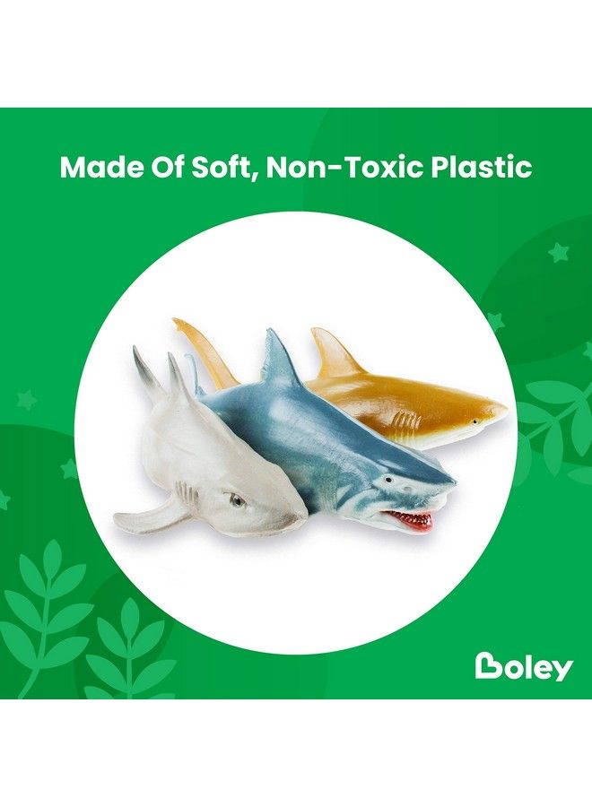 BOLEY Shark Toys 8 Pack 10" Long Soft Plastic Realistic Shark Toy Set Toddler Sensory Toys And Birthday Party Favors For Kids - Image 5
