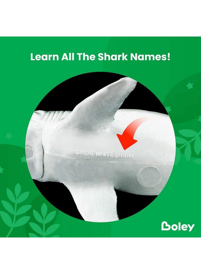 BOLEY Shark Toys 8 Pack 10" Long Soft Plastic Realistic Shark Toy Set Toddler Sensory Toys And Birthday Party Favors For Kids - Image 4