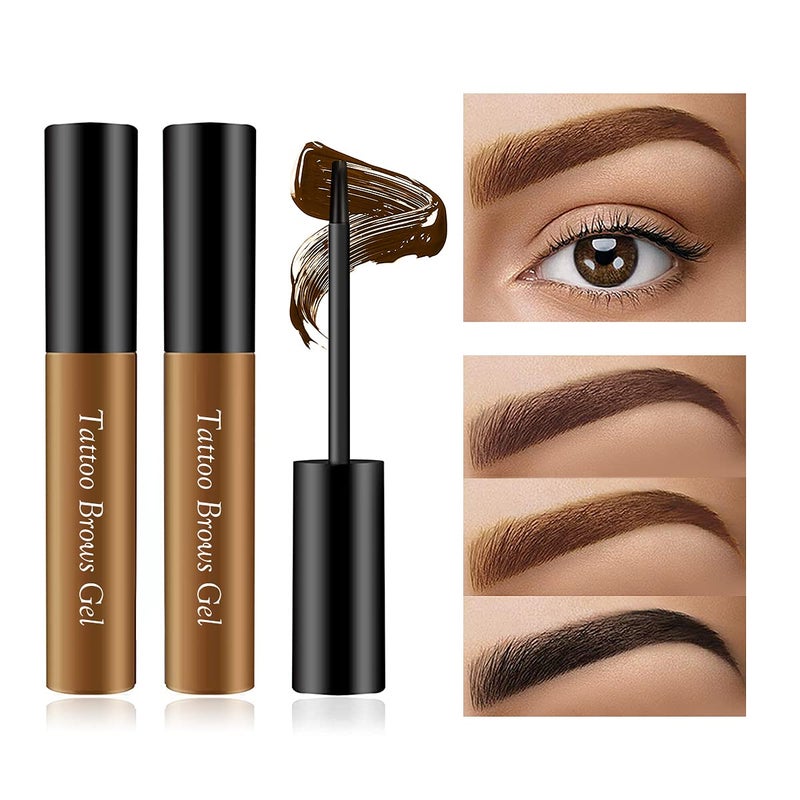 LOKFAR 2 Pcs Peel Off Tattoo Eyebrow Gel - Natural Eye Brow Gel Long-Lasting Waterproof Eyebrow Tattoo Peel Off for All Types of Eye Brows Makeup (Light Brown) - Image 1