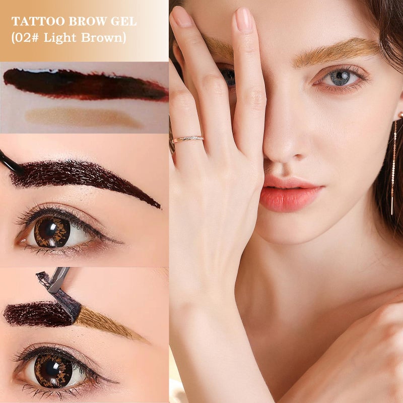 LOKFAR 2 Pcs Peel Off Tattoo Eyebrow Gel - Natural Eye Brow Gel Long-Lasting Waterproof Eyebrow Tattoo Peel Off for All Types of Eye Brows Makeup (Light Brown) - Image 3