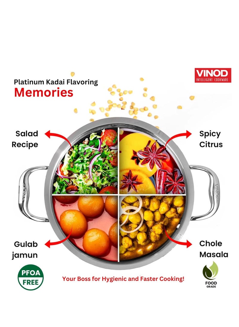 Vinod Platinum Triply Stainless Steel Kadai with Lid - 26 cm, 3.2 L, Silver (Induction Friendly) - Image 4