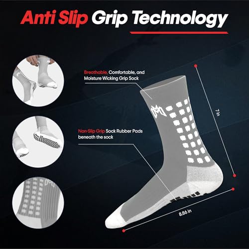 MediCaptain Soccer Grip Socks, Shin Guards, Pre Cut Sock Sleeves, and Guard Straps Bundle Pack - Essential Equipment for Soccer Players - for Mens, Women, Youth, Size 7 to 12 US Men Shoe Size (Gray) - Image 3