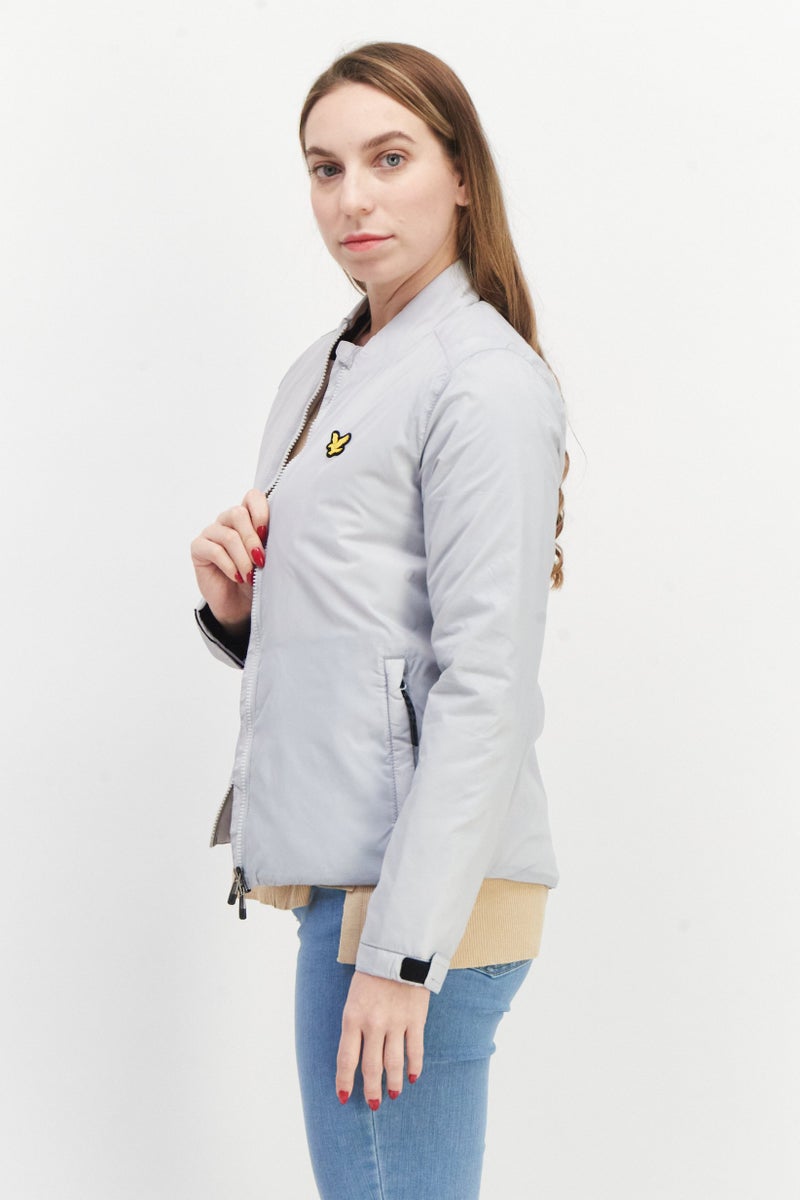 Lyle & Scott Women Brand Logo Bomber Jacket, Grey - Image 4