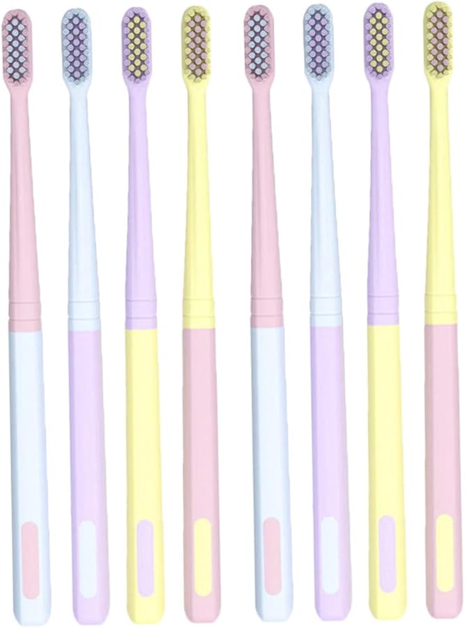 8Pcs Travel Toothbrush Set With Soft Bristles And Small Ice Cream Head For Adults - Image 1