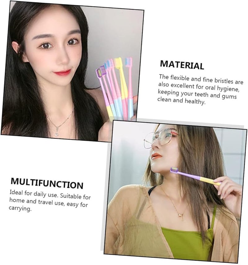 8Pcs Travel Toothbrush Set With Soft Bristles And Small Ice Cream Head For Adults - Image 3