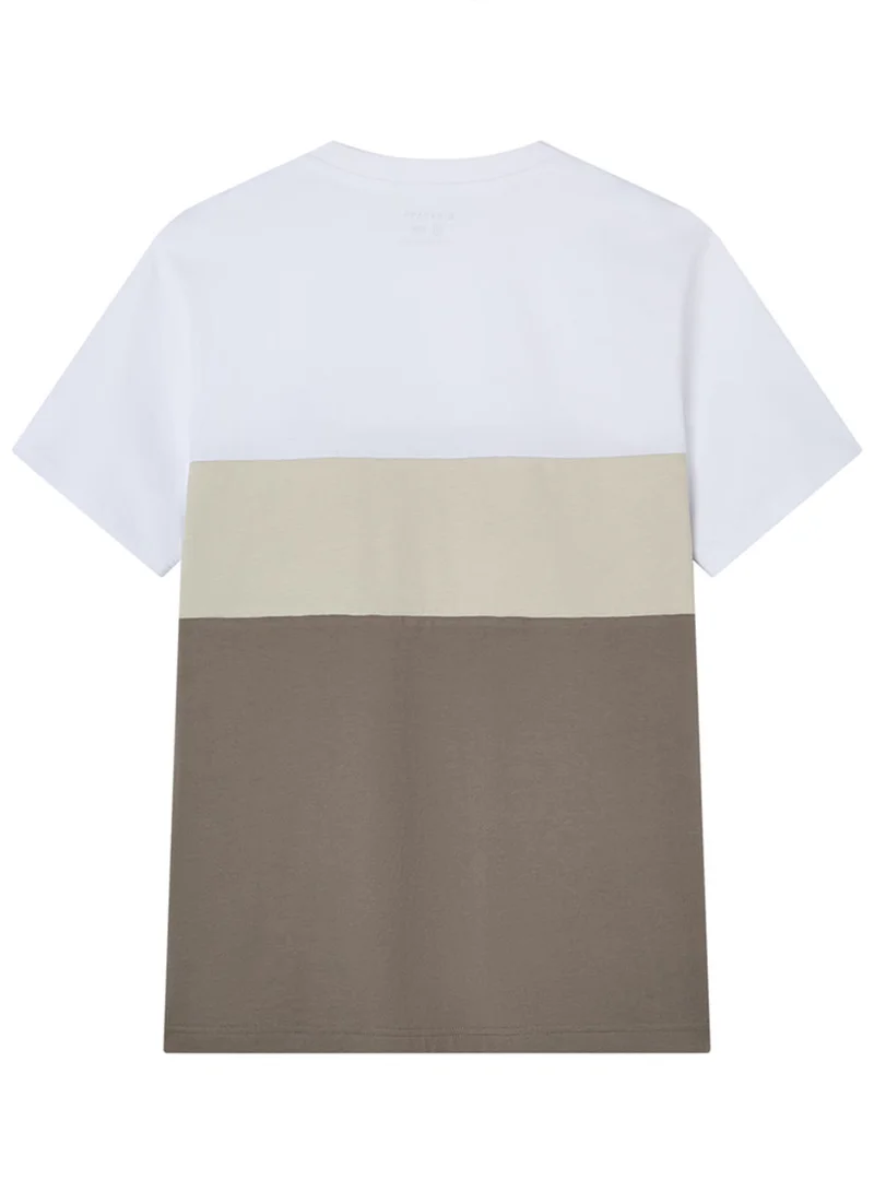 GIORDANO  Men’s Slim Cotton Color‑Block Tee with Embroidery for Men | Best Price UAE