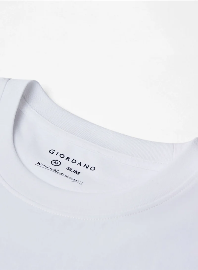 GIORDANO  Men’s Slim Cotton Color‑Block Tee with Embroidery for Men | Best Price UAE