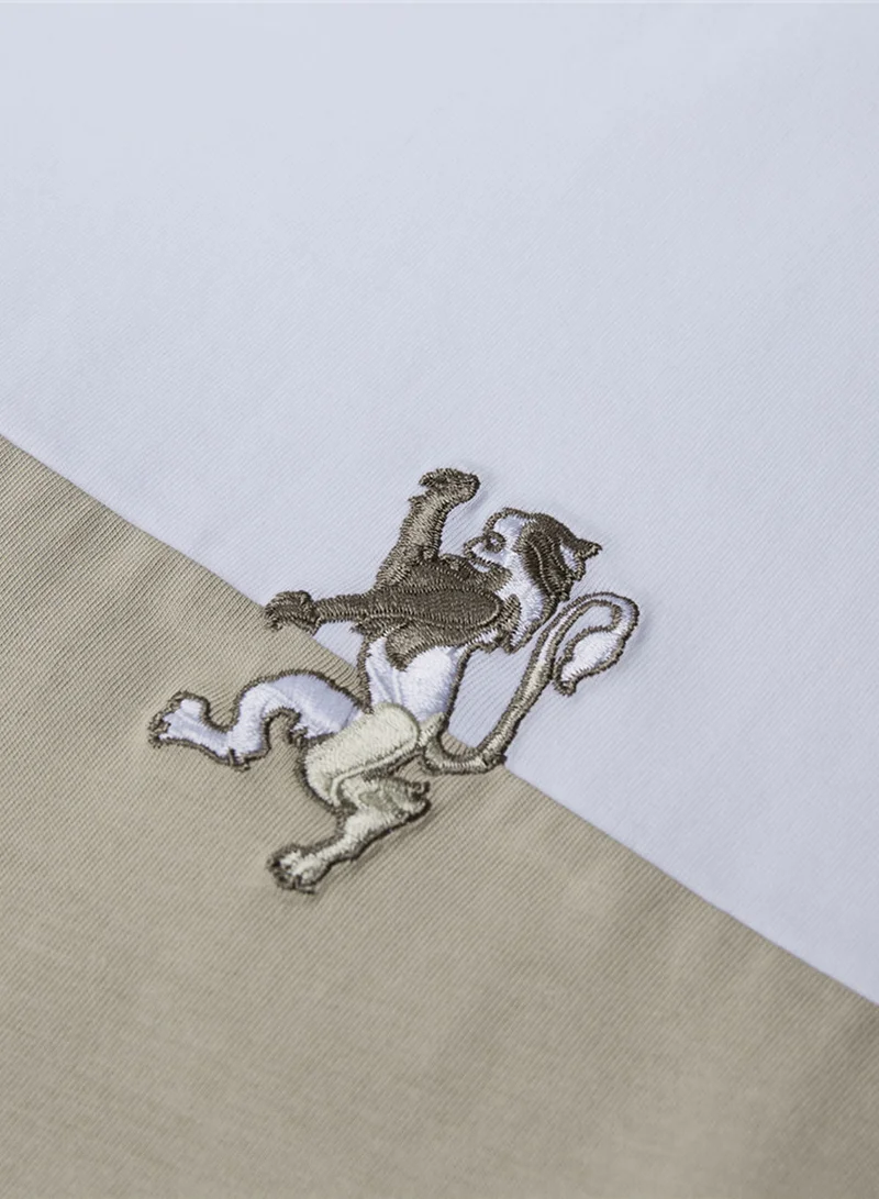 GIORDANO  Men’s Slim Cotton Color‑Block Tee with Embroidery for Men | Best Price UAE