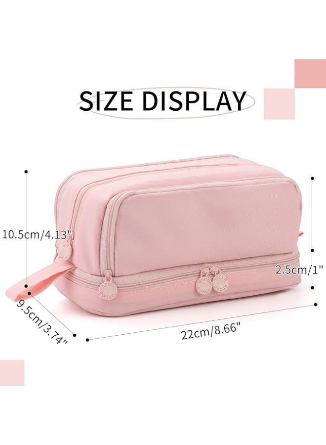 Large Capacity Pen Pencil Case with 4 Compartments, Multi-Slot Pencil Pouch Bag(Pink) - Image 3