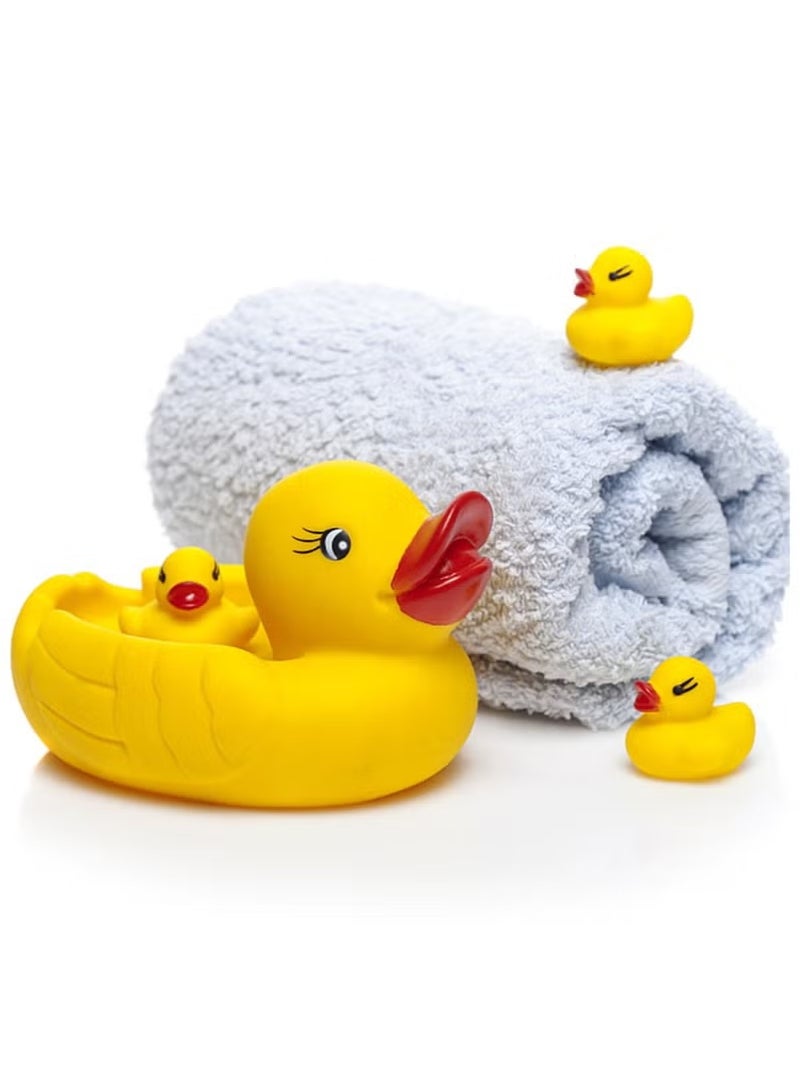 4-Piece Duck Bath Toy Set, Lovely Duck Baby Bathtub Toys,Soft Floating Swimming Duck Water Toys,Duckie Family Bath Toy Set Floats On Water Bath Toy  - Image 2