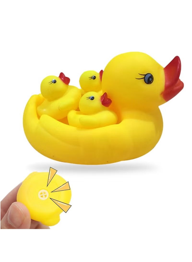 4-Piece Duck Bath Toy Set, Lovely Duck Baby Bathtub Toys,Soft Floating Swimming Duck Water Toys,Duckie Family Bath Toy Set Floats On Water Bath Toy  - Image 1