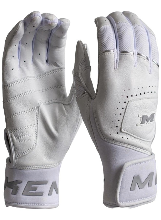 Miken | Ultra PRO Slowpitch Softball Batting Gloves | White | XL - Image 1