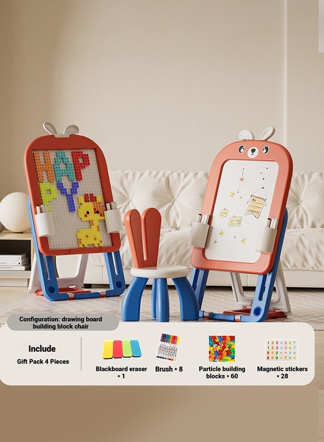 Kids Art Easel with Chair – Adjustable Height, Double-Sided Board, Easy Fold & Storage, Painting & Drawing Set for Toddlers  - Image 2