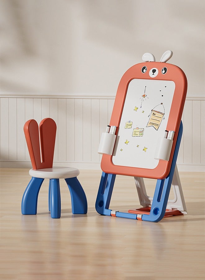 Kids Art Easel with Chair – Adjustable Height, Double-Sided Board, Easy Fold & Storage, Painting & Drawing Set for Toddlers  - Image 1
