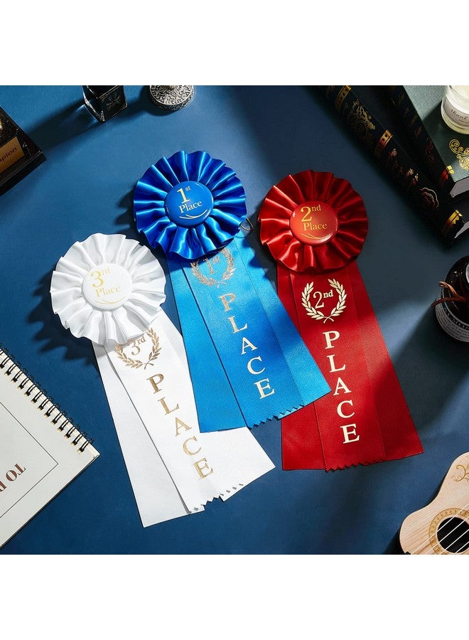 MTLEE Award Ribbons Set 1st Place Rosette Ribbon Prize Ribbon Winner Grand First Second Third Place Victory Ribbons Deluxe Recognition for Classroom Prizes, 1st Blue, 2nd Red, 3rd White(12 Pieces) - Image 5