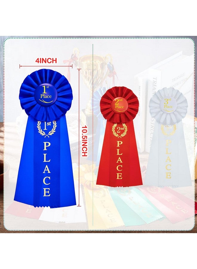 MTLEE Award Ribbons Set 1st Place Rosette Ribbon Prize Ribbon Winner Grand First Second Third Place Victory Ribbons Deluxe Recognition for Classroom Prizes, 1st Blue, 2nd Red, 3rd White(12 Pieces) - Image 2