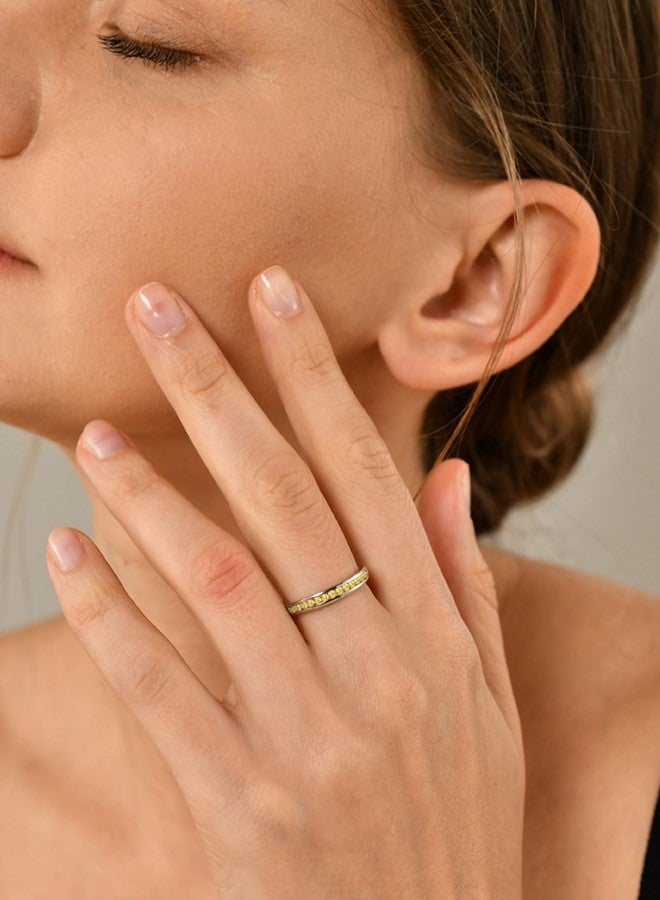 واي أل خواتم YL قابلة للتكديس، مصنوعة من الفضة الإسترليني، مرصعة بحجر التوباز الصناعي، مجوهرات نسائية - مقاس 7 - Image 3