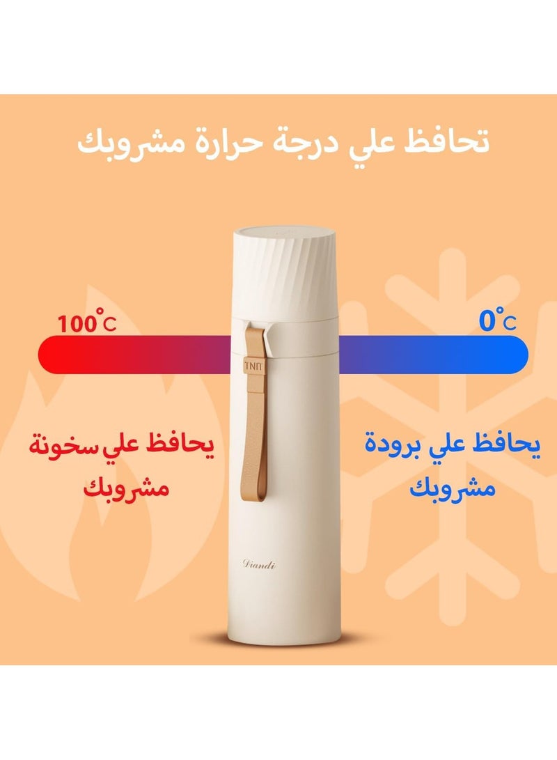hanso Flask Sports Water Bottle Large Capacity Bottle Insulated Cup Travel Water Bottles with Handle Cups, Durable Stainless Steel Insulated Water Bottle with Snap Cap and Water Cup, 500ML (White) - Image 4