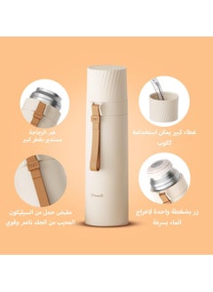 Generic hanso Flask Sports Water Bottle Large Capacity Bottle Insulated Cup Travel Water Bottles with Handle Cups, Durable Stainless Steel Insulated Water Bottle with Snap Cap and Water Cup, 500ML (White)  - Image 3