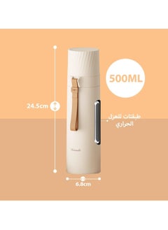 Generic hanso Flask Sports Water Bottle Large Capacity Bottle Insulated Cup Travel Water Bottles with Handle Cups, Durable Stainless Steel Insulated Water Bottle with Snap Cap and Water Cup, 500ML (White)  - Image 5