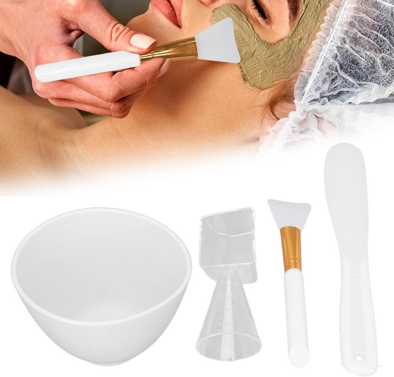 كلاراكو مجموعة أوعية خلط أقنعة الوجه، مجموعة أدوات خلط أقنعة الوجه المنزلية، وعاء خلط، عصا، ملعقة، كوب قياس، ملعقة، أداة وضع كريم إصلاح الوشم (أبيض) - Image 1