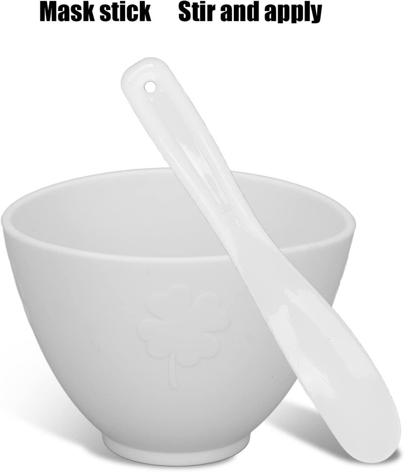 كلاراكو مجموعة أوعية خلط أقنعة الوجه، مجموعة أدوات خلط أقنعة الوجه المنزلية، وعاء خلط، عصا، ملعقة، كوب قياس، ملعقة، أداة وضع كريم إصلاح الوشم (أبيض) - Image 2