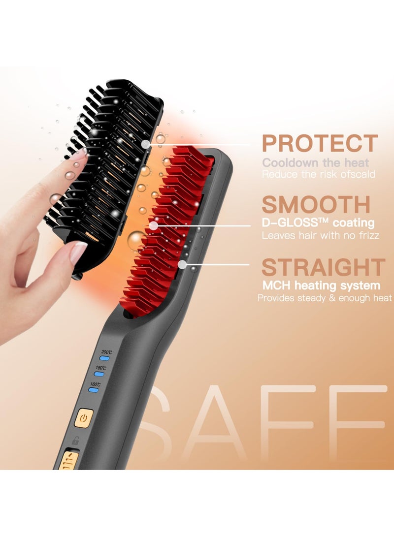 سيوسي فرشاة تمليس الشعر اللاسلكية للنساء، مشط كهربائي لتمليس الشعر بالأيونات السالبة، تسخين سريع لمدة 30 ثانية، قابل لإعادة الشحن عبر USB، فرشاة تمليس صغيرة محمولة للسفر، تسخين سريع - Image 5