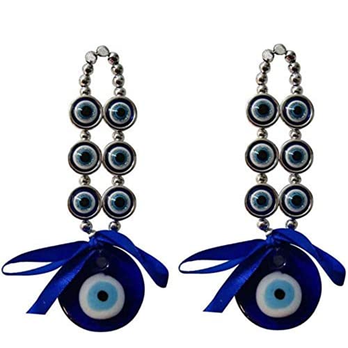 GJ 3 Eye Power Evil Eye Combo of 2 Decorative Showpiece for Home Good Luck and Prosperity- 16 cm (Glass, Blue) - Image 1
