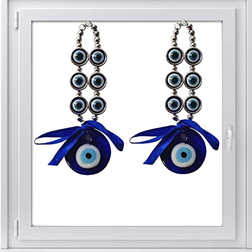 GJ 3 Eye Power Evil Eye Combo of 2 Decorative Showpiece for Home Good Luck and Prosperity- 16 cm (Glass, Blue) - Image 2