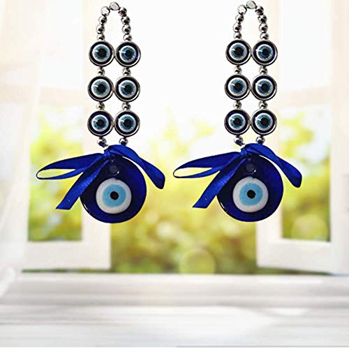 GJ 3 Eye Power Evil Eye Combo of 2 Decorative Showpiece for Home Good Luck and Prosperity- 16 cm (Glass, Blue) - Image 3