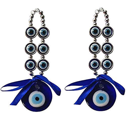 GJ 3 Eye Power Evil Eye Combo of 2 Decorative Showpiece for Home Good Luck and Prosperity- 16 cm (Glass, Blue) - Image 4